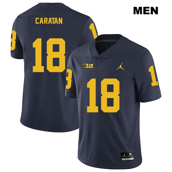 Men's NCAA Michigan Wolverines George Caratan #18 Navy Jordan Brand Authentic Stitched Legend Football College Jersey VK25L17JA